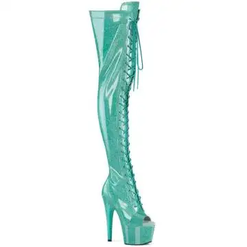 ADORE-3021GP Tyrkysové erotické kozačky Pleaser