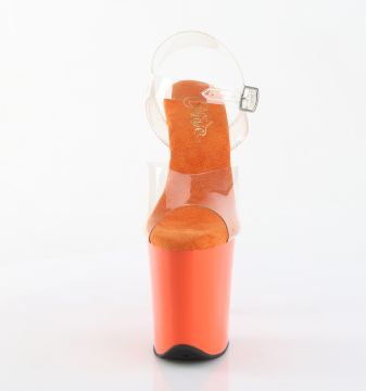Oranžové sexy boty Pleaser FLAM808/C/OG | FLAMINGO-808 - zepředu