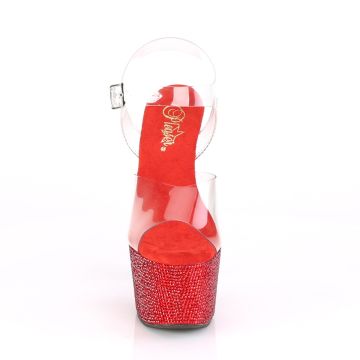 Pleaser červené luxusní sandály BEJ708DM/C/RRS | BEJEWELED-708DM - zepředu