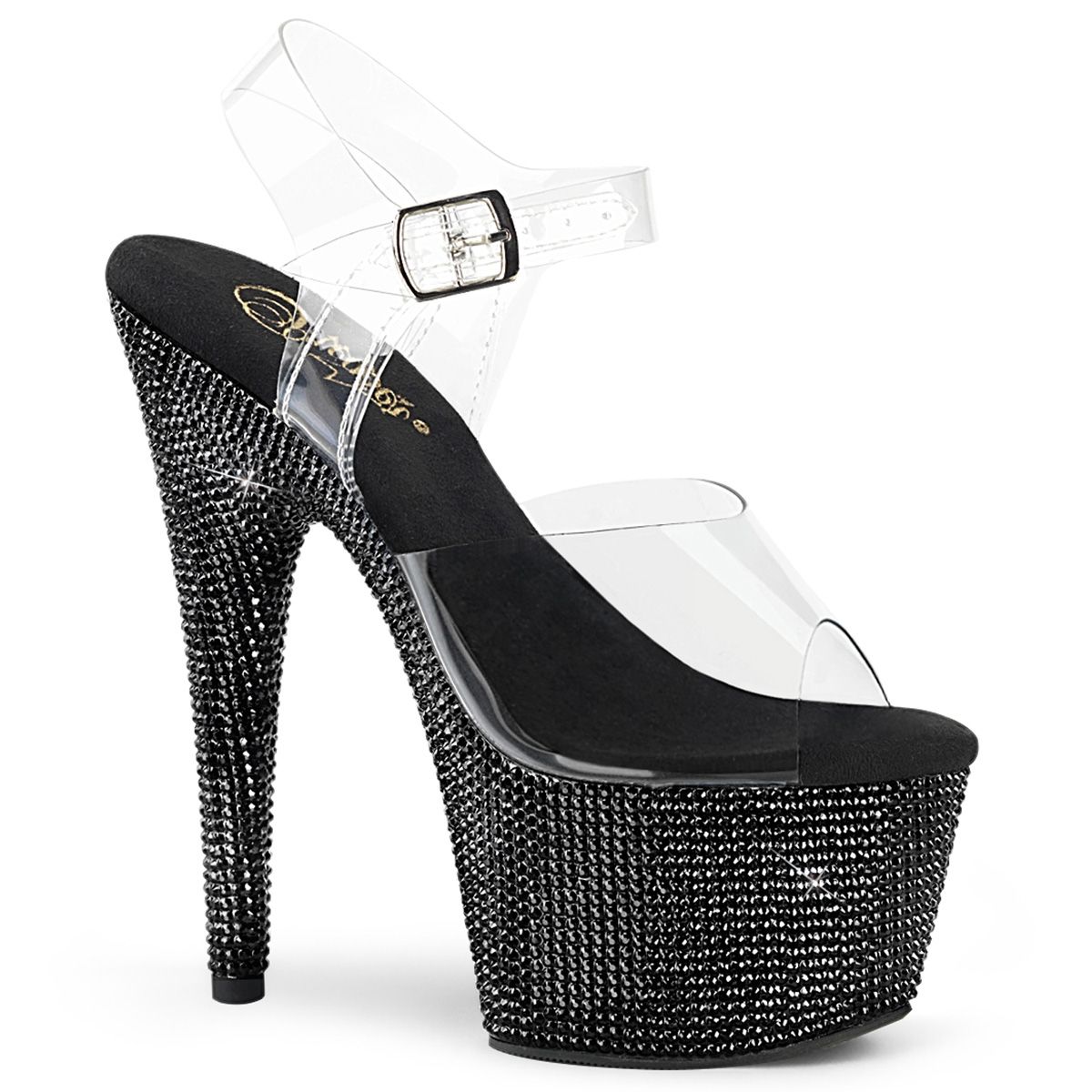 BEJ708DM/C/BRS Pleaser černé sandály | BEJEWELED-708DM Pleaser