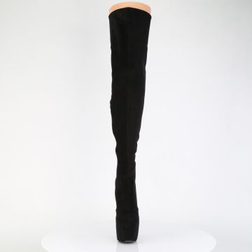 JUBILANT-3007FS Černé stehenní kozačky na jehle Pleaser | JUBILANT-3007FS Pleaser - zepředu