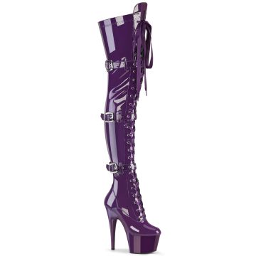 Sexy kozačky ADO3028/PP/M Fialové vysoké na stehna Pleaser