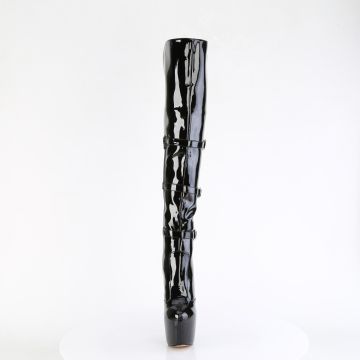 JUBILANT-3018 Černé stehenní kozačky pro dominy Pleaser | JUBILANT-3018 Pleaser - zepředu