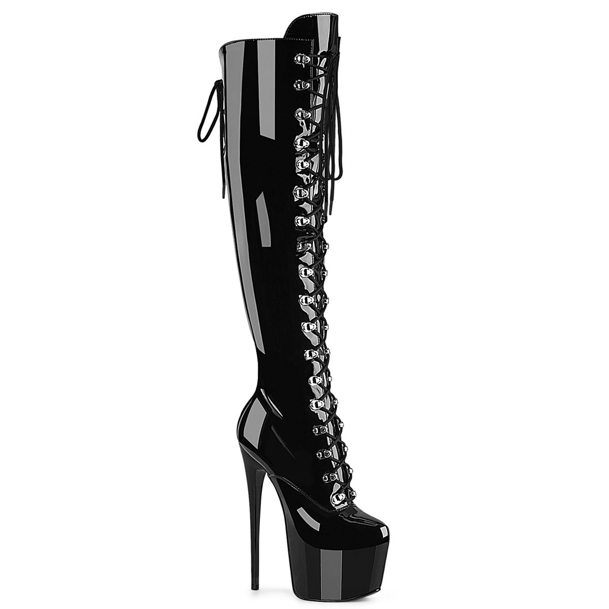 JUBILANT-3012 Černé stehenní sexy kozačky | JUBILANT-3012 Pleaser