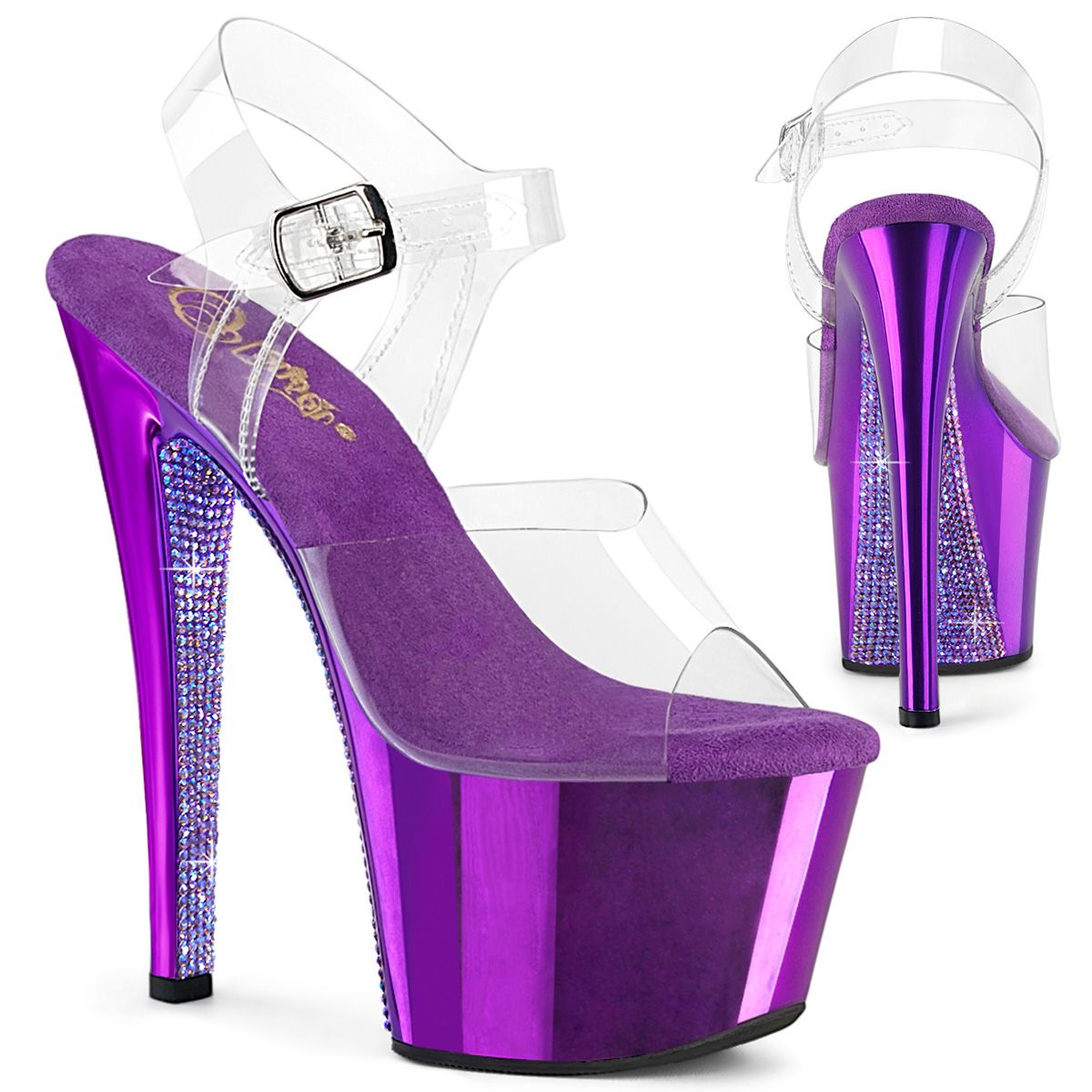 SKY-308CHRS Pleaser zdobené fialové sandály | SKY-308CHRS Pleaser