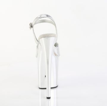 Pleaser stříbrné sandály na striptýz FLAM809/SMPU/SCH | FLAMINGO-809 - zezadu