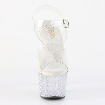 Průhledné sexy kamínkové sandály STDANCE708/C/C-SRS | STARDANCE-708 Pleaser - zepředu