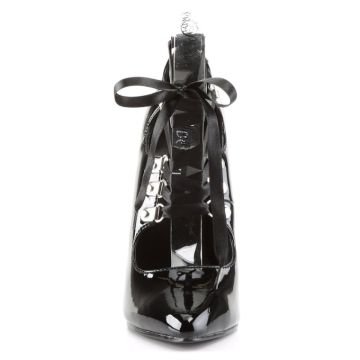 Černé erotické lodičky s šněrováním DOM456/B Pleaser - zepředu