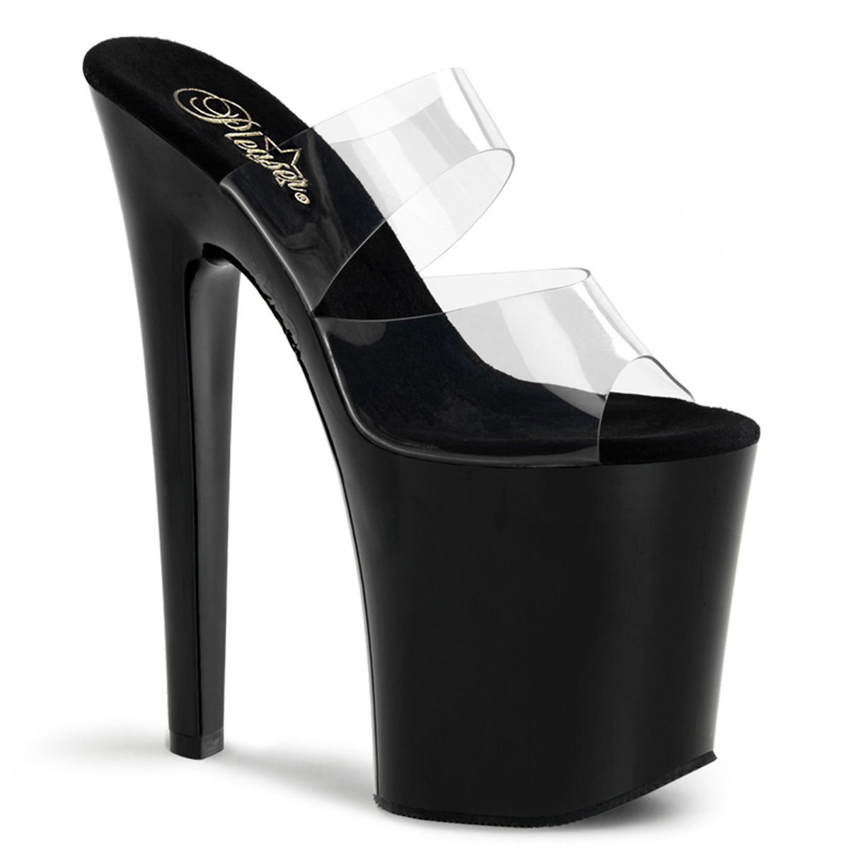 XTM802/C/B Sexy černé strip pantofle | XTREME-802 Pleaser