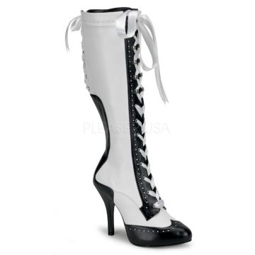 TEM126/WB/PU Černobílé retro kozačky | TEMPT-126 Pleaser TEM126/WB/PU Černobílé retro kozačky | TEMPT-126 Pleaser