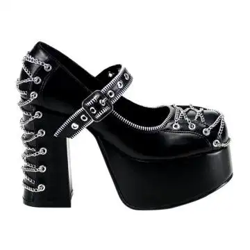 CHARADE-25 Zdobené goth dámské černé lodičky
