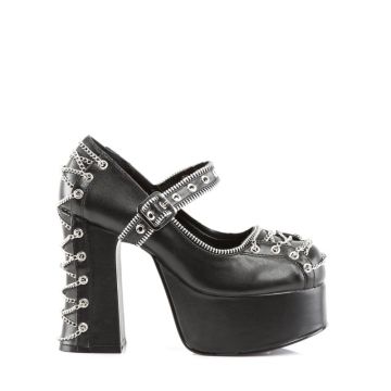 CHARADE-25 Zdobené goth dámské černé lodičky | CHARADE-25 Pleaser - z vnějšku CHARADE-25 Zdobené goth dámské černé lodičky | CHARADE-25 Pleaser - z vnějšku