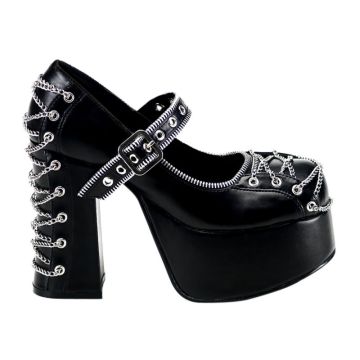 Boty skladem CHARADE-25 Zdobené goth dámské černé lodičky Pleaser