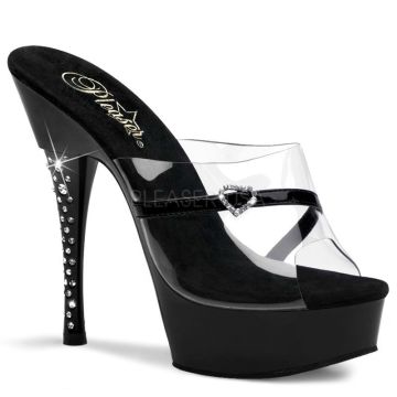 DIA601H/CB/B Sexy černé pantofle | DIAMOND-601H Pleaser