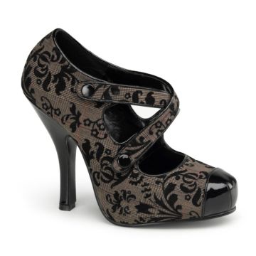 vysoký podpatek CUTIEPIE-09 Retro hnědé krajkové lodičky Pin Up Couture