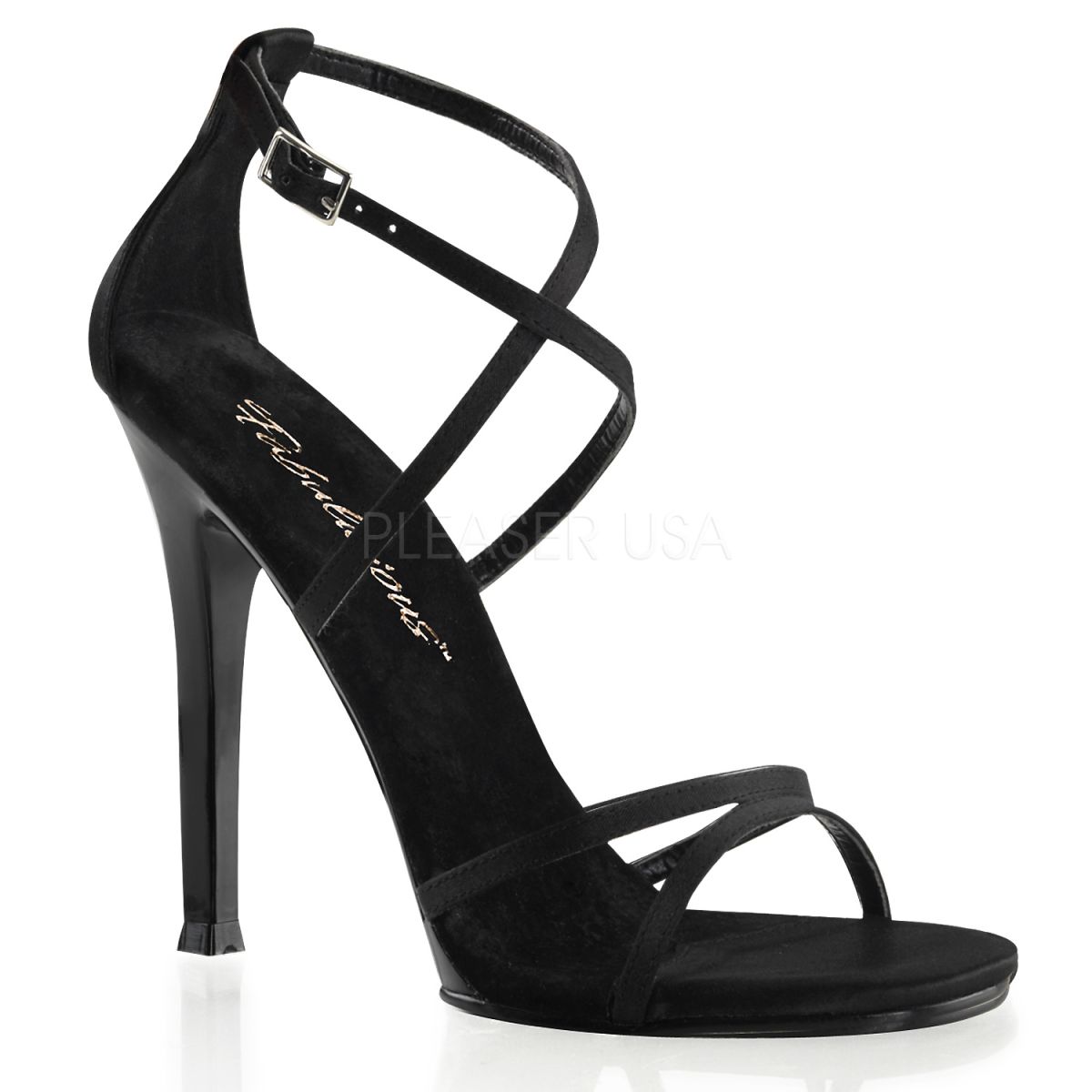 GALA41/B/SAT Černé páskové boty | GALA-41 Pleaser