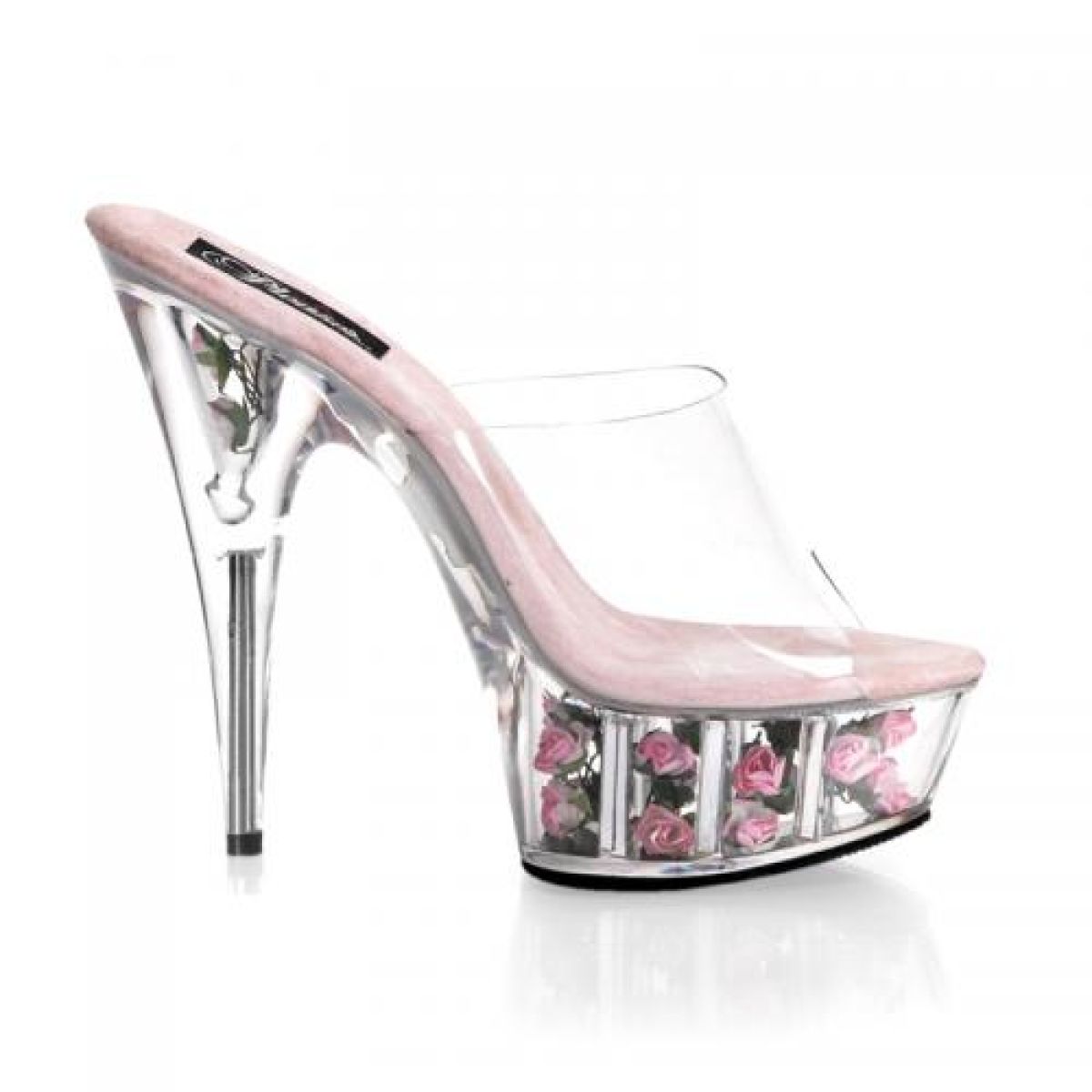 DEL601FL/C/BP Růžové gogo pantofle na podpatku | DELIGHT-601FL Pleaser