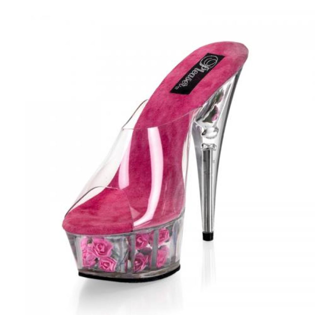 DEL601FL/C/HP Tmavě růžové gogo pantofle na podpatku | DELIGHT-601FL Pleaser
