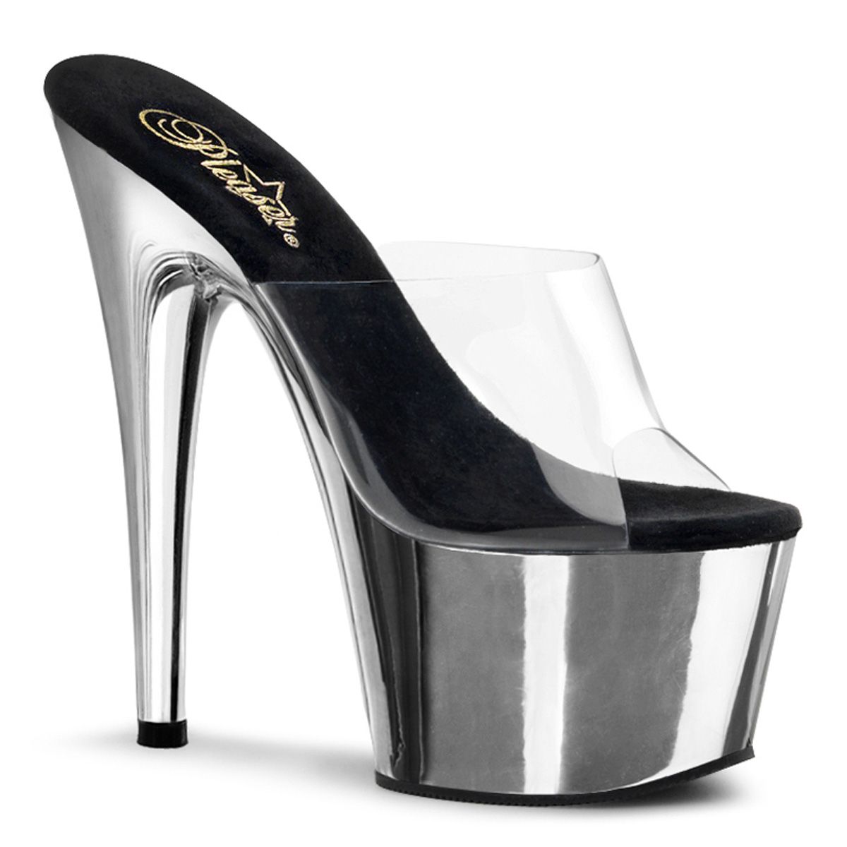 ADO701/C/SCH Stříbrné pantofle Pleaser | ADORE-701 Pleaser