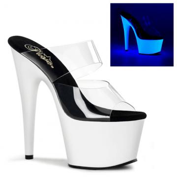 ADORE-702UV Bílé svítící pantofle Pleaser
