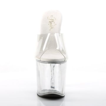 Průhledné pantofle na extra vysokém podpatku TAB701/C/M Pleaser - zepředu