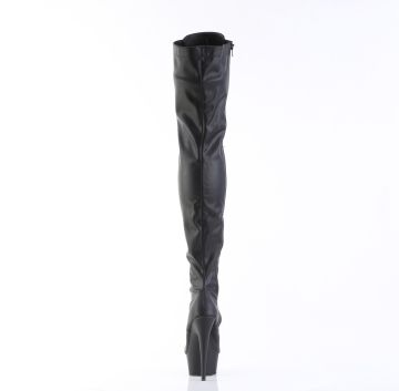 Černé kozačky na stehna DEL3023/B/PU | DELIGHT-3023 Pleaser - zezadu