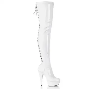 DELIGHT-3063 Bílé kozačky Pleaser
