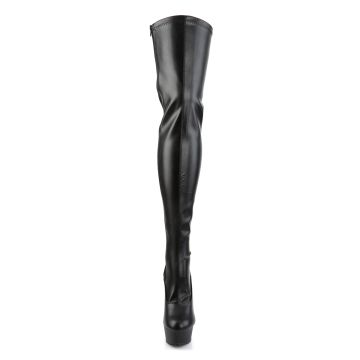 DEL3063/B/PU Černé kozačky Pleaser | DELIGHT-3063 Pleaser - zepředu