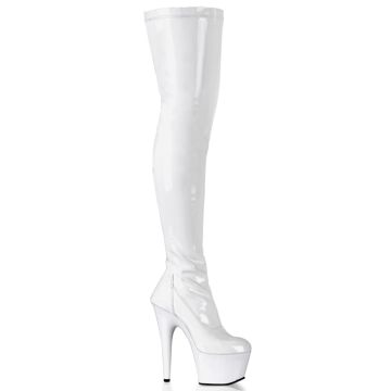 Sexy kozačky ADO3000/W/M Bílé vysoké Pleaser