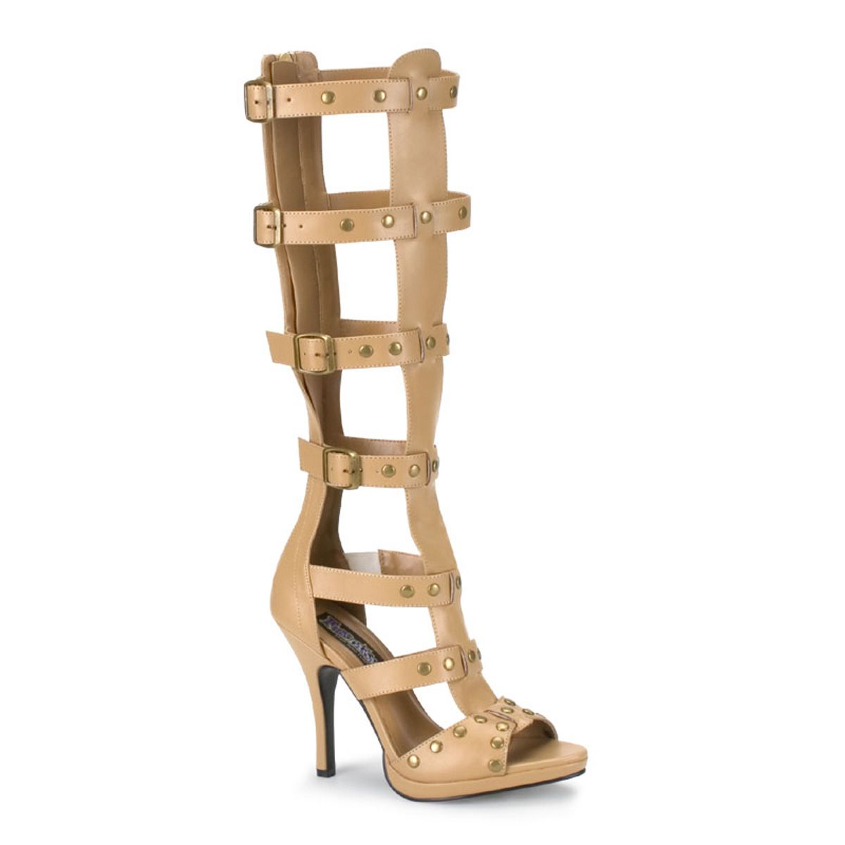 GLA208/T/PU Béžové páskové kozačky | GLADIATOR-208 Pleaser