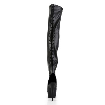 DEL3017/B/PU Černé sexy kozačky | DELIGHT-3017 Pleaser - zezadu