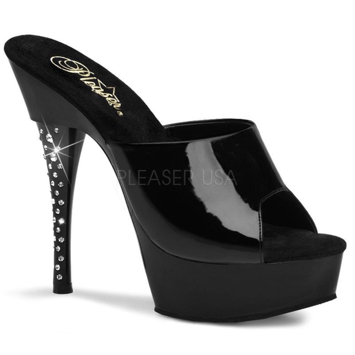 DIA601/B/M Černé sexy pantofle | DIAMOND-601 Pleaser