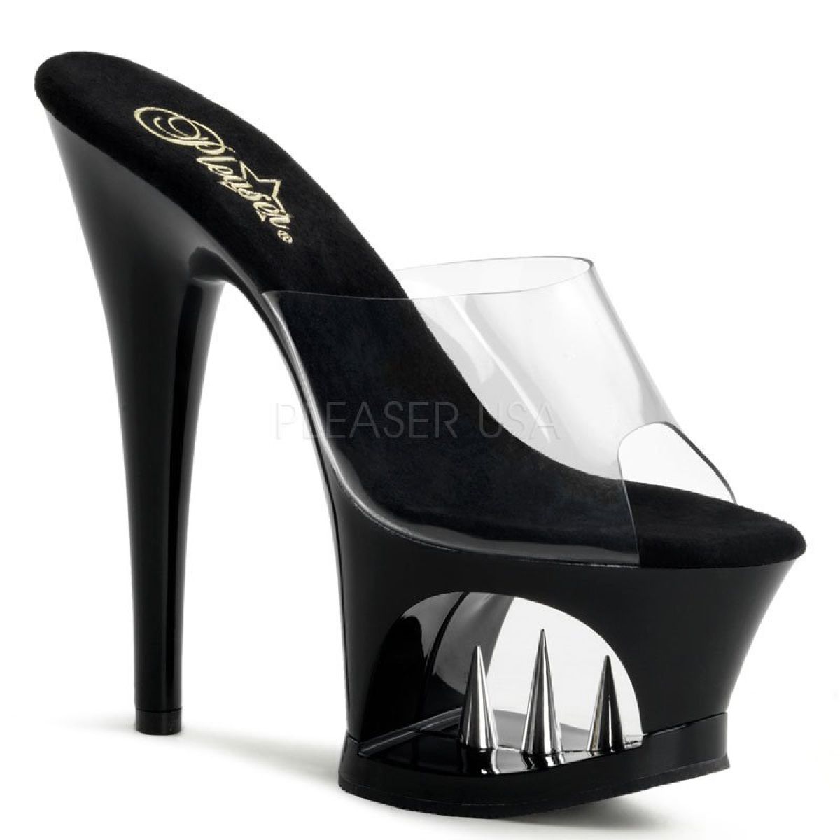 MOON701SPK/C/B Sexy černé pantofle na strip | MOON-701SPK Pleaser
