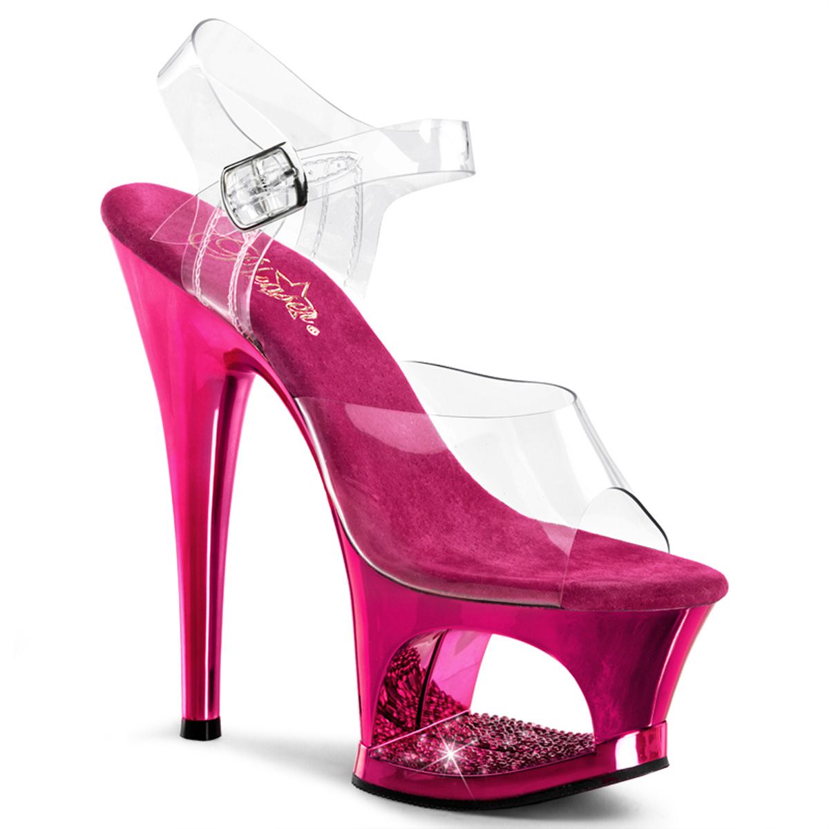 MOON708DMCH/C/FS Tmavě růžové sexy sandály na vysokém podpatku | MOON-708DMCH Pleaser
