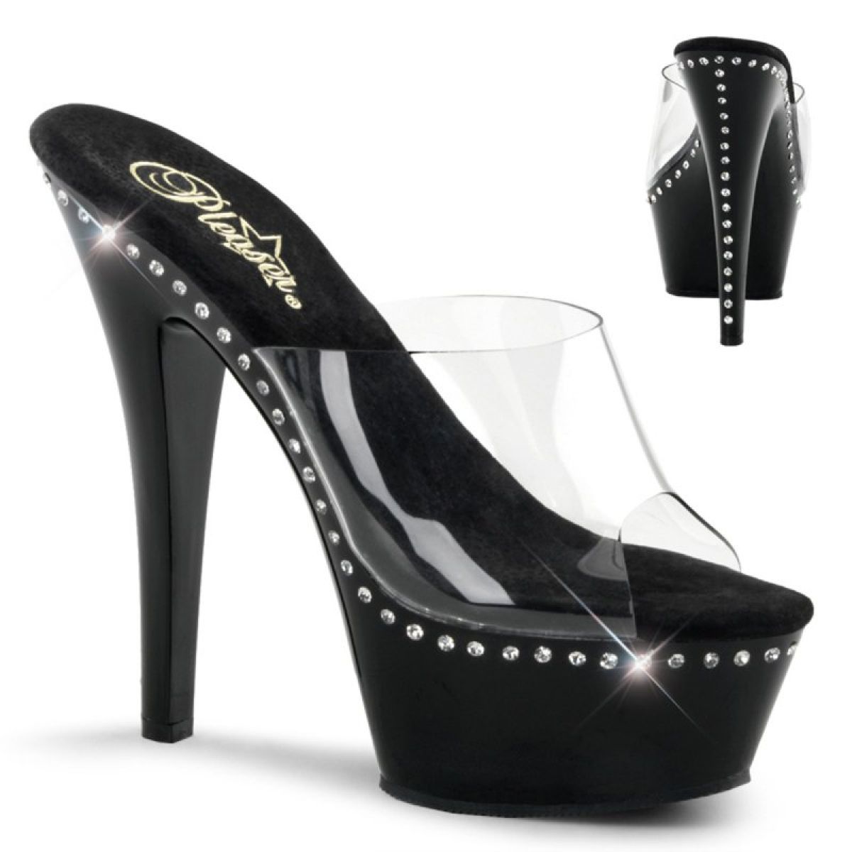 KISS-201LS Sexy černé pantofle na vysokém podpatku | KISS-201LS Pleaser