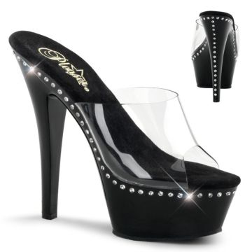 KISS-201LS Sexy černé pantofle na vysokém podpatku Pleaser