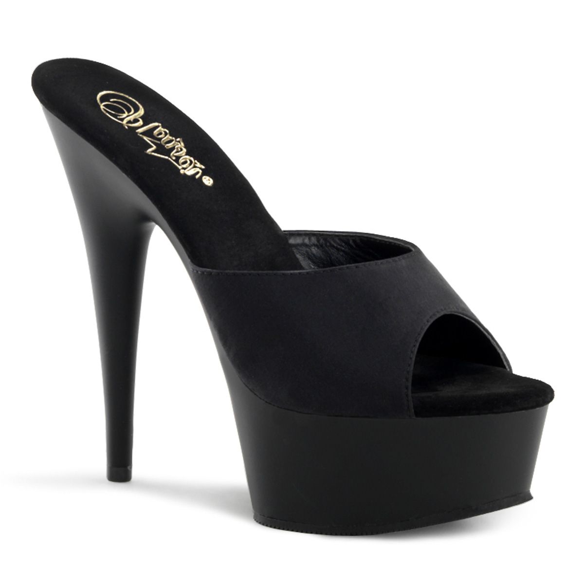 DEL601PS/BPS/M Černé sexy pantofle na vysokém podpatku | DELIGHT-601PS Pleaser