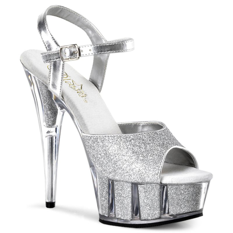 DEL609-5G/S/M Stříbrné boty Pleaser
