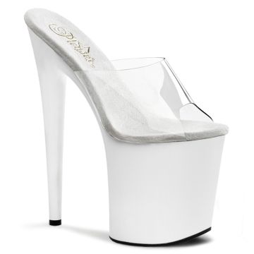 Pantofle s extrémním podpatkem FLAM801/C/W Bílé sexy Pleaser