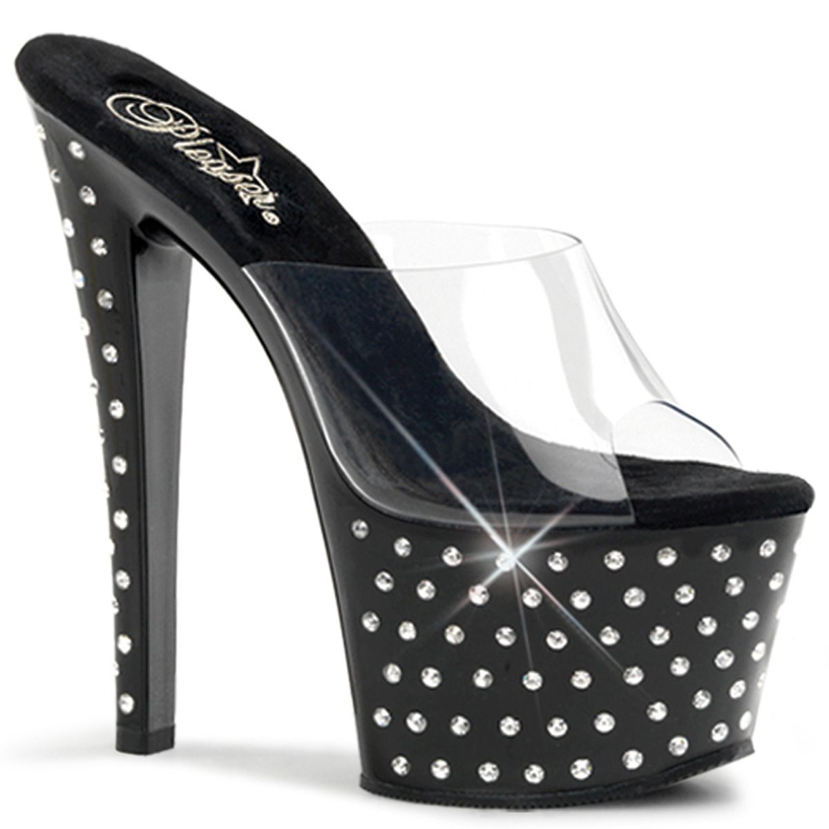 STDUS701/C/B Černé strip pantofle | STARDUST-701 Pleaser