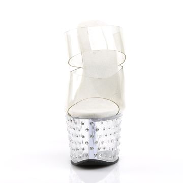 STDUS702/C/M Průhledné gogo pantofle | STARDUST-702 Pleaser - zepředu STDUS702/C/M Průhledné gogo pantofle | STARDUST-702 Pleaser - zepředu