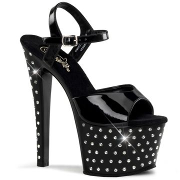 Striptýz sandály STARDUST-709 Černé sexy Pleaser