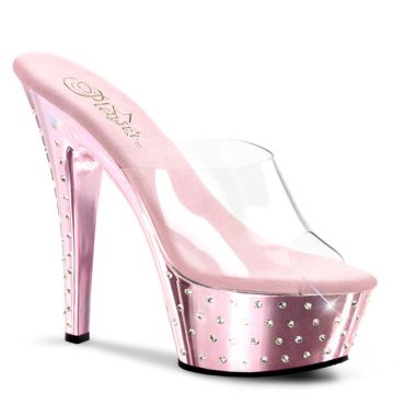 Pantofle s vysokým podpatkem STDUS601/C/BPCH Růžové strip na vysokém podpatku Pleaser