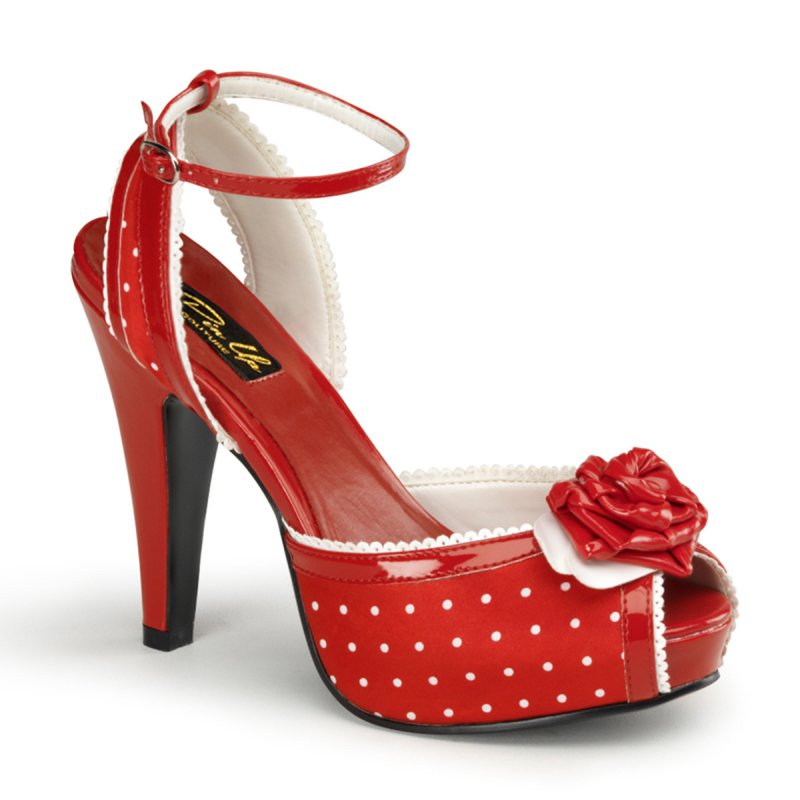 BETTIE-06 Červenobílé retro sandály
