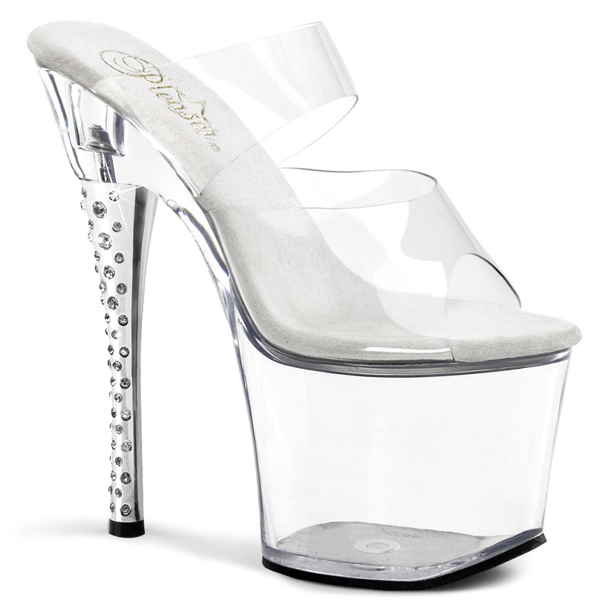 DIA702/C/M Průhledné sexy pantofle s dvěma pásky | DIAMOND-702 Pleaser
