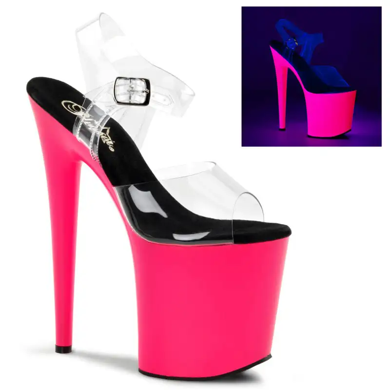 FLAMINGO-808UV Růžové svítící boty Pleaser