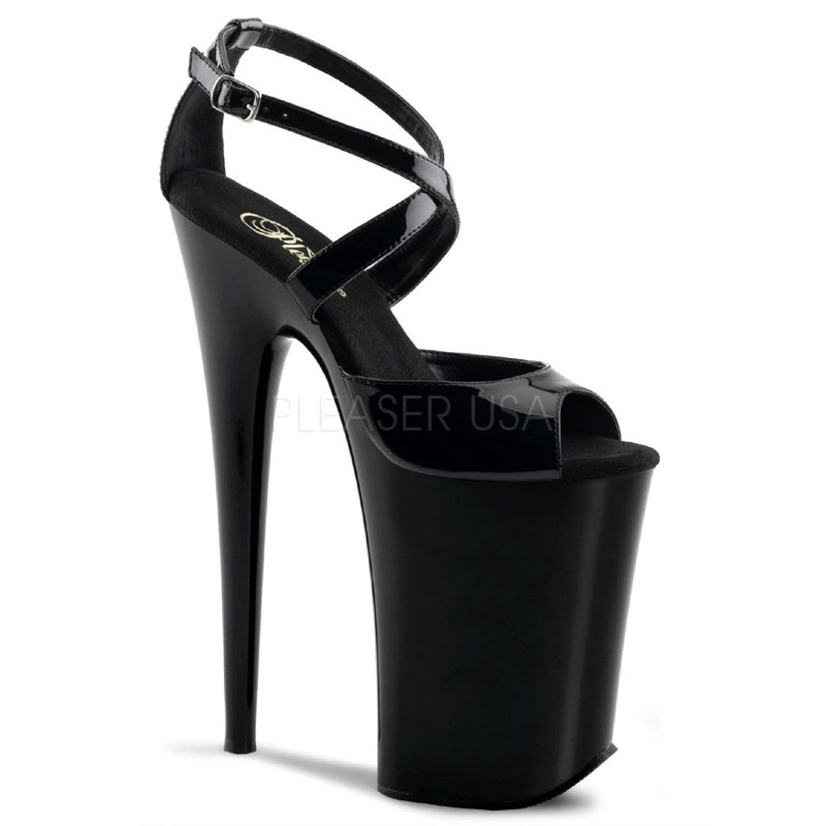 INF913/B/M Sexy černé boty na extra podpatku | INFINITY-913 Pleaser