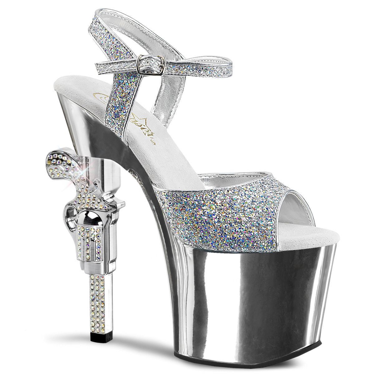 REVOLVER-709G Stříbrné sexy sandály | REVOLVER-709G Pleaser