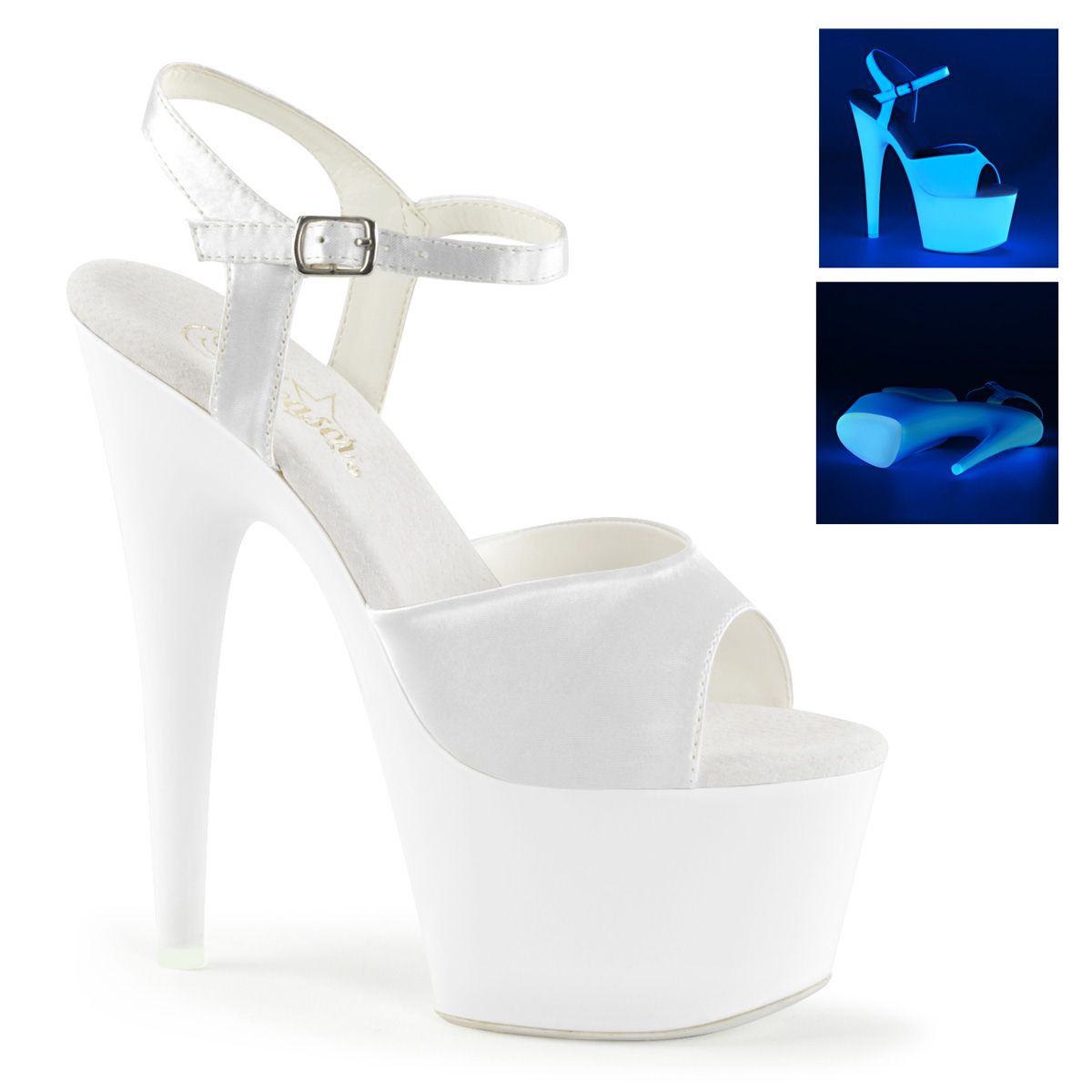 ADO709UV/WSA/NW Svítící bílé sandály Pleaser | ADORE-709UV Pleaser ADO709UV/WSA/NW Svítící bílé sandály Pleaser | ADORE-709UV Pleaser