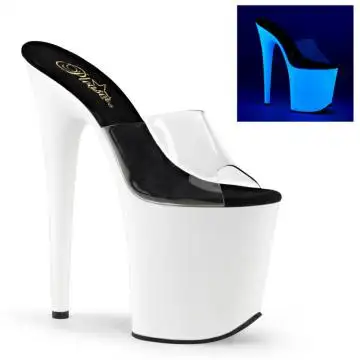 FLAMINGO-801UV Bílé svítící Pleaser pantofle